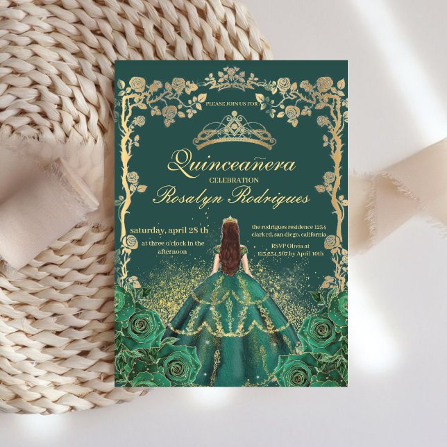 Invitation Quinceanera Emerald Beauté et meilleure Quinceaner (Créateur téléchargé)