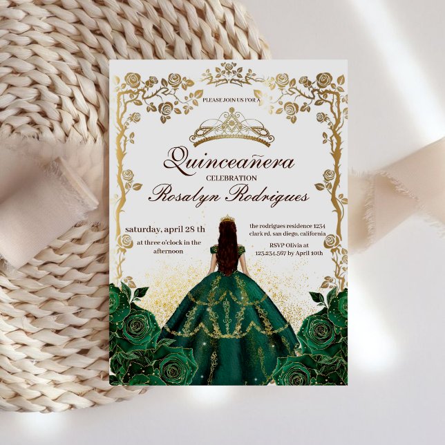 Invitation Quinceanera Emerald Beauté et meilleure Quinceaner (Créateur téléchargé)