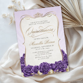 Invitation Quinceañera en or violet