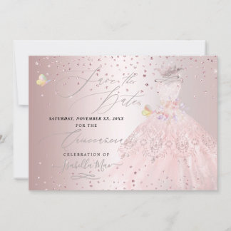 Invitation Quinceanera Enregistrer la date Blush Rose Pois do