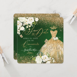 Invitation Quinceanera Enregistrer la date Faux Parties scint
