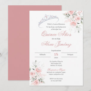 Invitation Quinceanera espagnole Floral rose