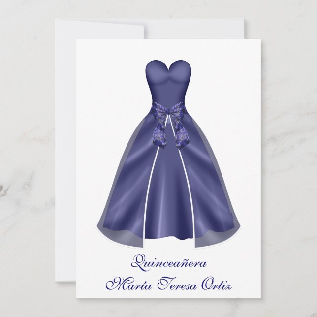 Invitation Quinceañera español Invitación vestido elegante (Devant)