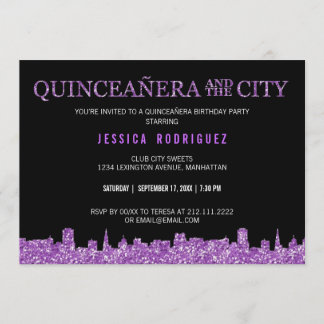 Invitation QUINCEAÑERA ET LA VILLE Mis Quince Anniversaire