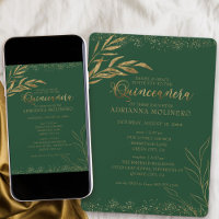 Quinceanera et Masse Élégante feuille verte et or