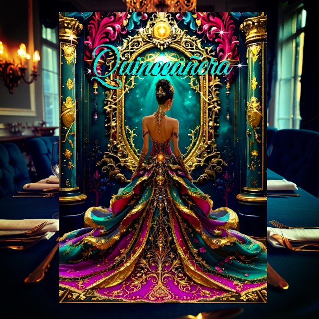 Invitation Quinceanera exotique 15e anniversaire Turquoise Go (Créateur téléchargé)