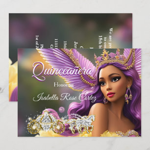Invitation Quinceanera Fairytale Purple Rose Gold Carrie A