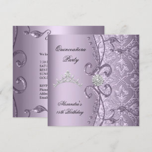Invitation Quinceanera Fête 15ème Damassé Image de Joaillerie