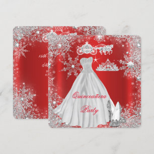 Invitation Quinceañera Fête d'anniversaire 15 ans Rouge Royal
