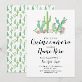 Invitation Quinceañera fête d'anniversaire Cactus Cactus Invi