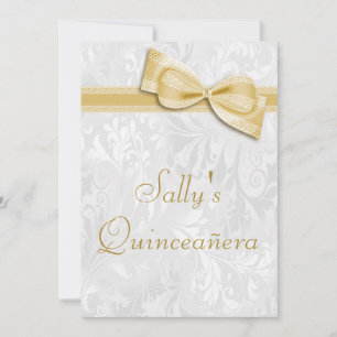 Invitation Quinceañera fête d'anniversaire Damask et Faux Bow