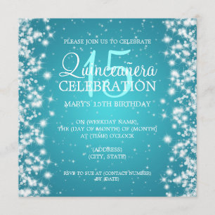 Invitation Quinceañera Fête Hiver 2 Turquoise