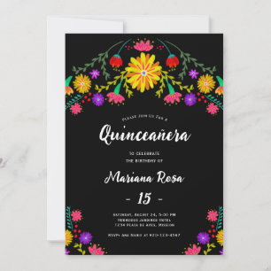 Invitation Quinceanera Fiesta Mexicaine Florale Anniversaire