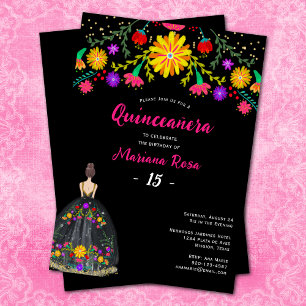 Invitation Quinceanera Fiesta Mexicaine Florale Anniversaire