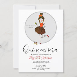 Invitation Quinceanera Fille En Robe De Fête