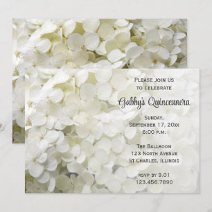 Invitation Quinceanera Fleur Hydrangée Blanche
