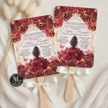 Quinceañera Fleurs Rouge Bourgogne et Or