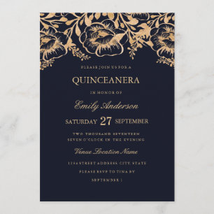 Invitation Quinceanera Floral de la Marine vintage