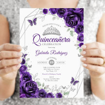 Quinceanera Florale Argent Violet