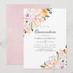 Invitation Quinceañera Florale aux Teintes Pastel