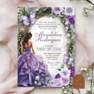 Invitation Quinceanera Forêt Whimsical Violet