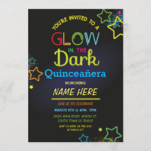 Invitation Quinceanera Glow Dans La Fête Du Nouvel Anniversai