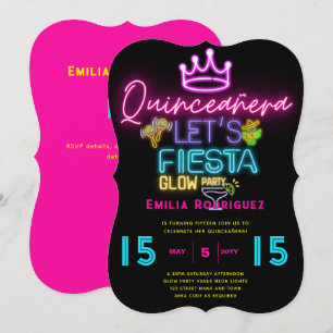 Invitation QUINCEAÑERA Glow Party Invitación Fiesta de Neón