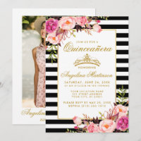 Quinceanera Gold Crown Rose Florale Grilles Photo