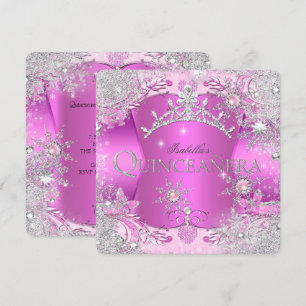Invitation Quinceanera Hot Pink Winter Wonderland Tiara