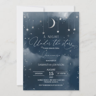 Invitation Quinceanera Invitation, Lune et étoiles Quinceañer