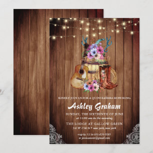 Invitation Quinceañera, jeune fille aux bottes russes 15e ann