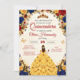 Invitation Quinceañera La Belle et la Bête
