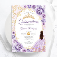 Quinceanera Lilas Violet Or Floral