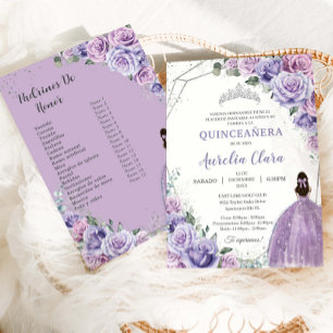 Invitation Quinceañera lilas violettes florales 15 ans Padrin