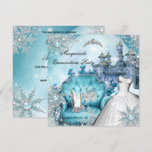 Invitation Quinceanera Mascarade Princesse Magique Bleue 2