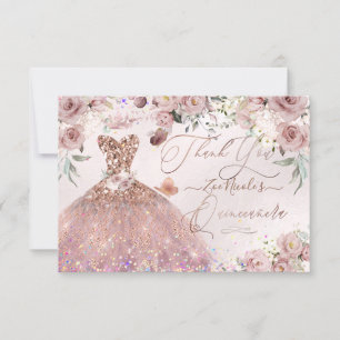 Invitation Quinceanera Merci Dusty Rose Parties scintillant c