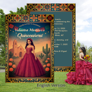Invitation Quinceañera mexicaine vintage 15e anniversaire