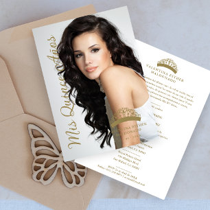 Invitation Quinceañera Mini Photo Fancy Script Calligraphie