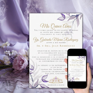 Invitation Quinceañera Mis Quince Años Follaje Morado