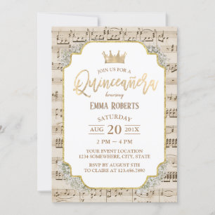 Invitation Quinceanera Musique Vintage 15e anniversaire