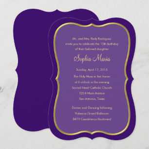 Invitation Quinceanera N'importe quelle couleur avec une conc