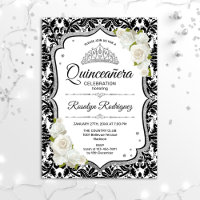 Quinceanera - Noir blanc Damas argent