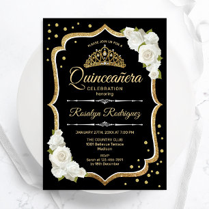 Invitation Quinceanera - Noir Or Blanc