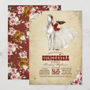 Invitation Quinceañera Occidentale de Bourgogne - 15e anniver