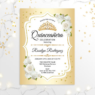 Invitation Quinceanera - Or blanc