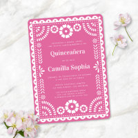 Quinceañera Papel Picado Élégant rose vif