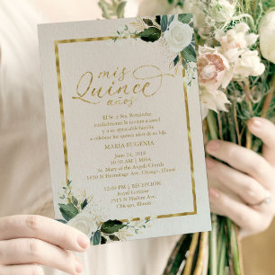 Invitation Quinceanera Papier Doré Rose