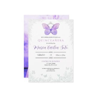 Invitation Quinceañera Papillon (Espagnol)