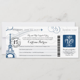 Invitation Quinceanera   Paris Embarquement Pass