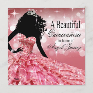 Invitation Quinceanera Parties scintillant Ball Gown rose